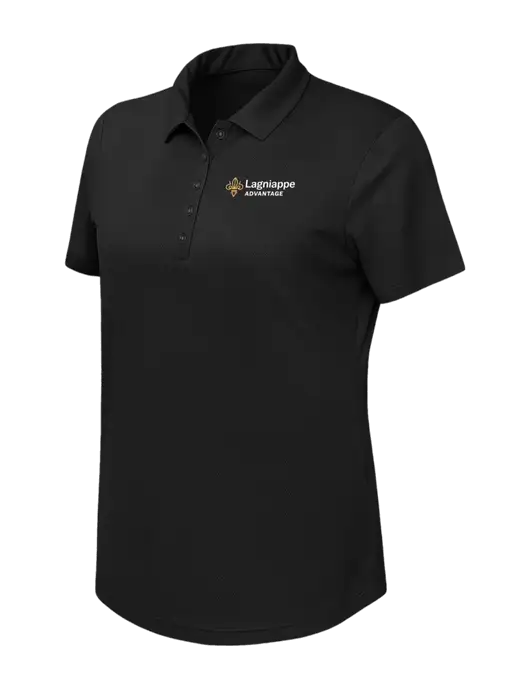 Callaway Womens Birdseye Black Polo w/Lagniappe Advantages Logo