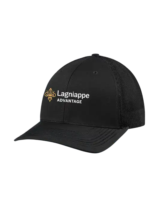 Richardson Adjustable Snapback Original 112 Trucker Cap Black w/Black Mesh w/Lagniappe Advantages Logo