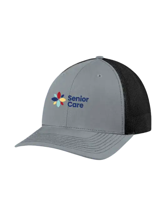 Richardson Adjustable Snapback Original 112 Trucker Cap Heather Grey w/Black Mesh w/NHC Senior Care Logo