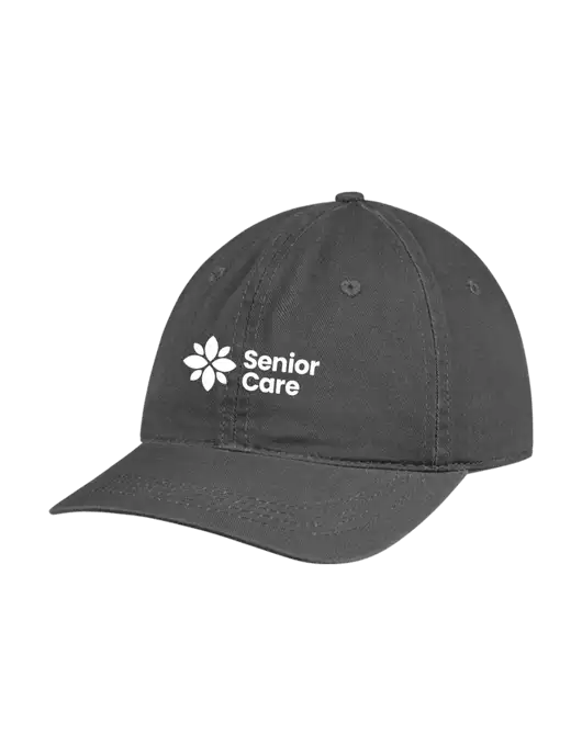 Garment Washed Unstructured Twill Charcoal Cap w/NHC Senior Care Logo