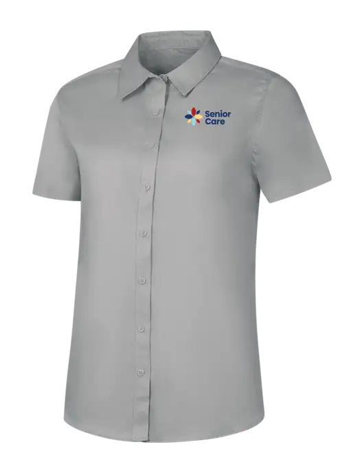 Womens Light Grey Short Sleeve Superpro React Twill Shirt w/NHC Senior Care Logo