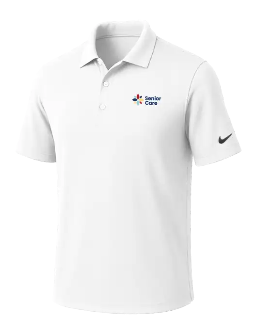 NIKE White Dri-Fit Micro Pique Polo w/NHC Senior Care Logo