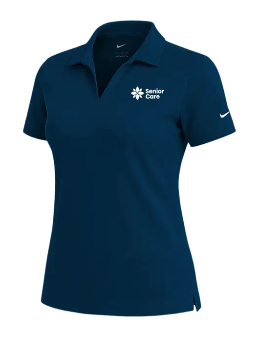 NIKE Navy Womens Dri-Fit Micro Pique Polo w/NHC Senior Care Logo