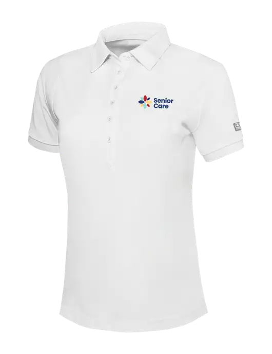 OGIO Womens Bright White Jewel Polo w/NHC Senior Care Logo