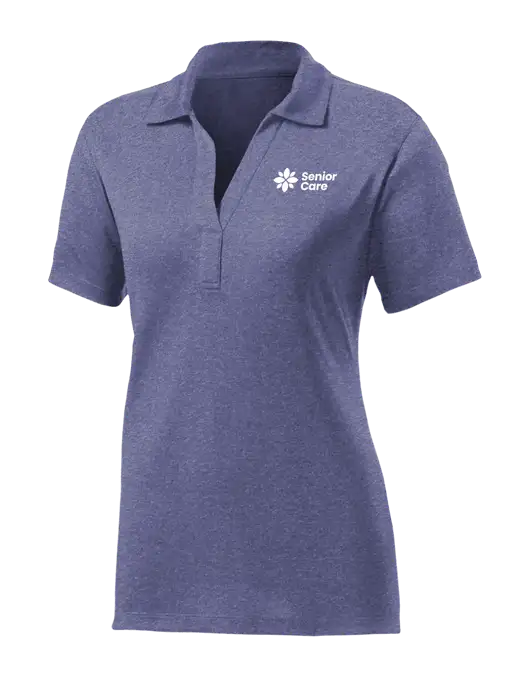 Womens Navy Heather Contender Polo w/NHC Senior Care Logo