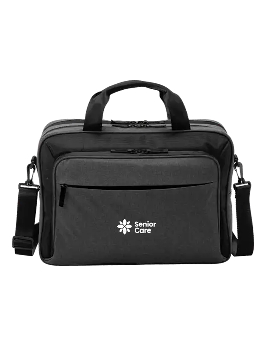 Travel Exec Graphite Heather/Black Laptop Briefcase w/NHC Senior Care Logo