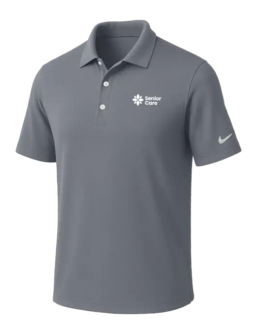 NIKE Medium Grey Dri-Fit Micro Pique Polo w/NHC Senior Care Logo