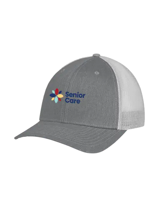 Richardson Adjustable Snapback Original 112 Trucker Cap Heather Grey w/Light Grey Mesh w/NHC Senior Care Logo