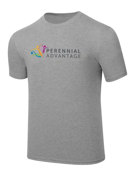 Simply Soft Heathered Light Grey 4.5oz  Poly/Combed Ring Spun Cotton T-Shirt w/Perennial Advantage Logo