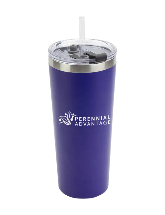 Brighton Blue 20 oz Insulated Tumbler & Straw w/Perennial Advantage Logo