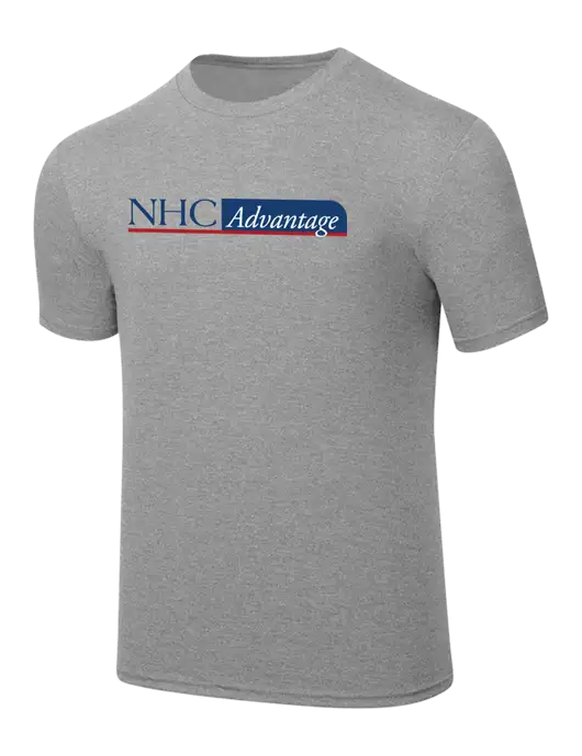 Simply Soft Heathered Light Grey 4.5oz  Poly/Combed Ring Spun Cotton T-Shirt w/NHC Advantage Logo