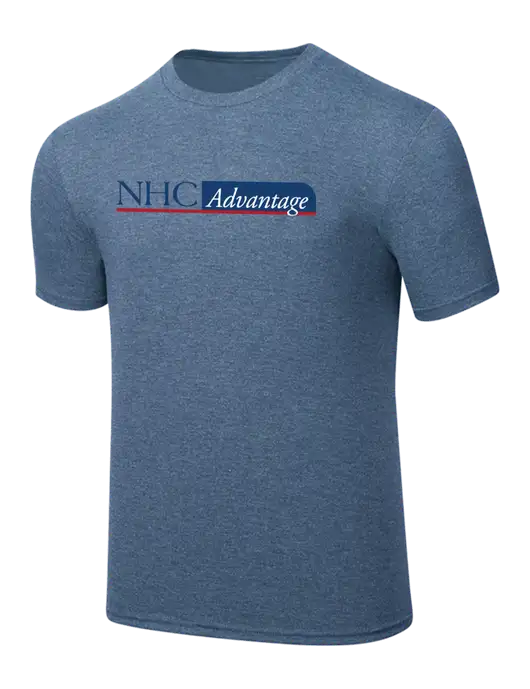 Simply Soft Light Slate Blue Heathered 4.5oz  Poly/Combed Ring Spun Cotton T-Shirt w/NHC Advantage Logo