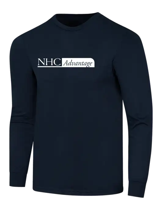 Simply Soft Long Sleeve Navy 4.5 oz, Poly/Combed Ring Spun Cotton T-Shirt w/NHC Advantage Logo