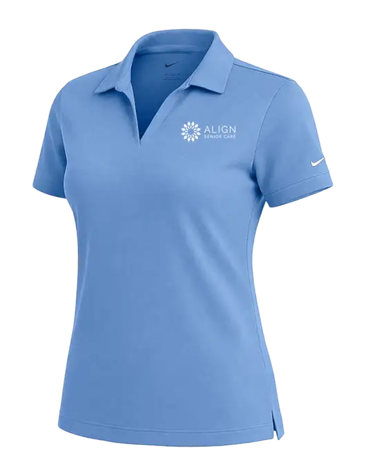 NIKE Carolina Blue Womens Dri-Fit Micro Pique Polo w/Align Senior Care Logo