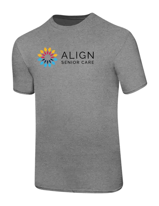 Ring Spun Light Heather Grey 4.5 oz T-Shirt w/Align Senior Care Logo