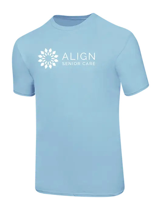 Ring Spun Light Blue 4.5 oz T-Shirt w/Align Senior Care Logo