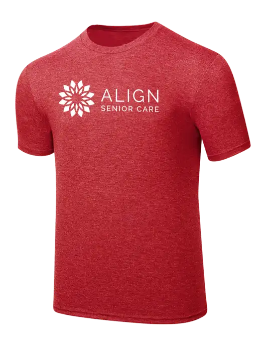Simply Soft Red Frost 4.5oz  Poly/Combed Ring Spun Cotton T-Shirt w/Align Senior Care Logo