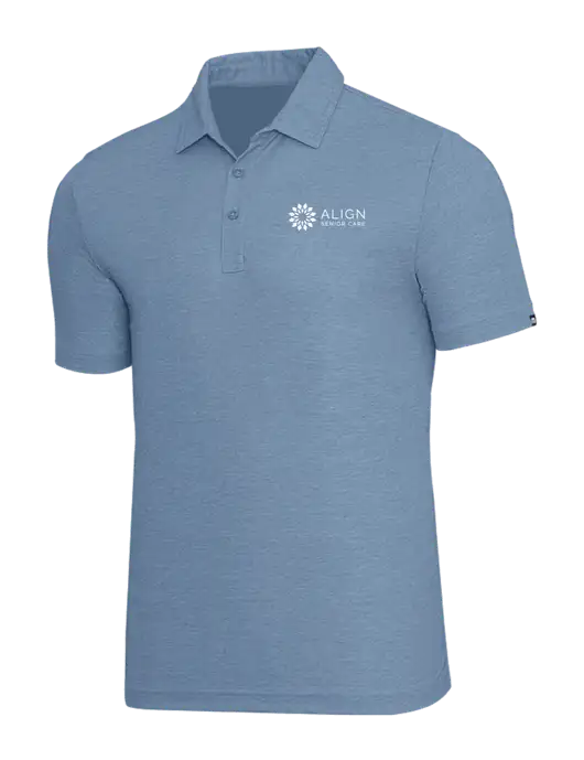 TravisMathew Slate Blue Heather Oceanside Polo w/Align Senior Care Logo