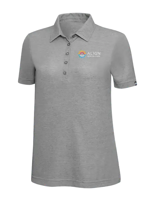 TravisMathew Grey Heather Womens Oceanside Polo w/Align Senior Care Logo