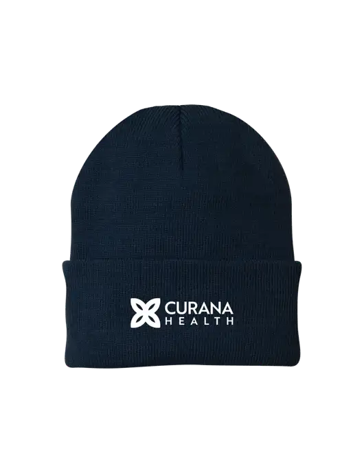 Navy Knit Cap w/Curana Health Logo