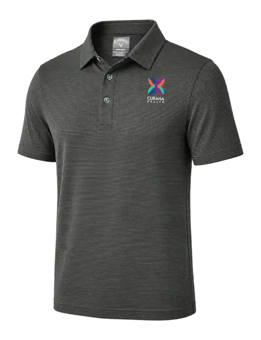 Callaway Black Fine Line Stripe Polo w/Curana Health Logo