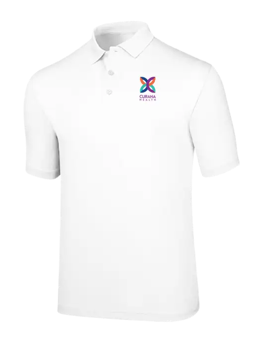 Callaway Opti-Dri White Chev Polo w/Curana Health Logo