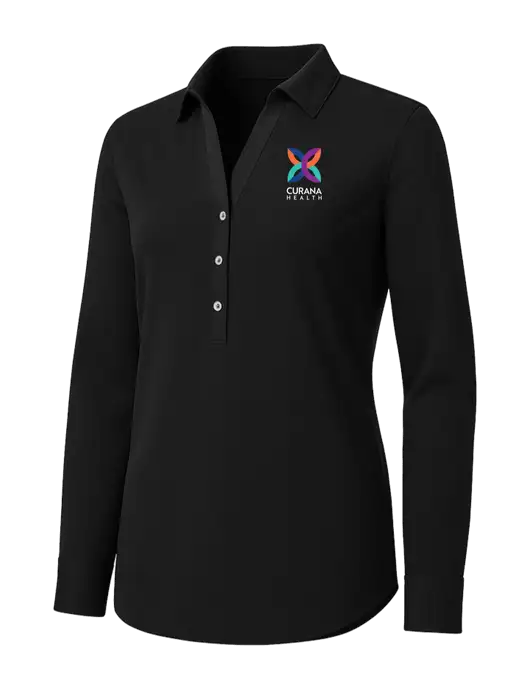 Womens Black City Stretch Shirt w/Curana Health Logo