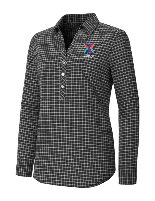 Womens Dark Grey/White City Stretch Shirt w/Curana Health Logo