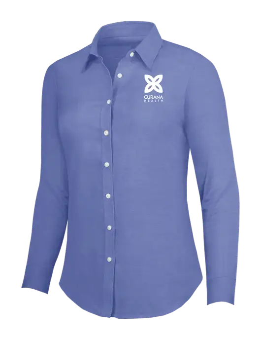 Navy Womens SuperPro Oxford Shirt w/Curana Health Logo