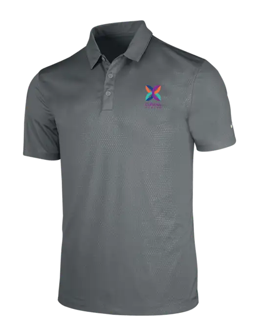 NIKE Medium Grey Dri-Fit Embossed Tri-Blade Polo w/Curana Health Logo