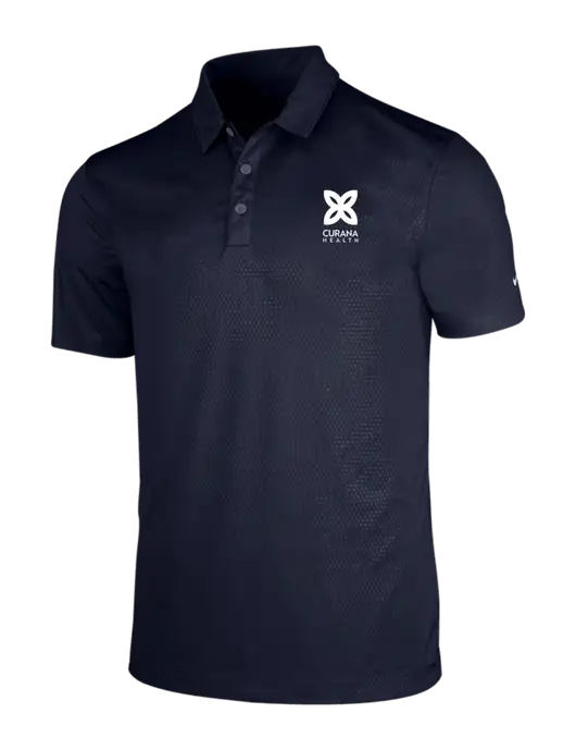 NIKE Dark Navy Dri-Fit Embossed Tri-Blade Polo w/Curana Health Logo