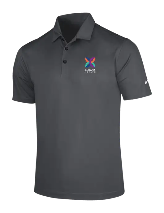 NIKE Dark Grey Dri-Fit Vertical Mesh Polo w/Curana Health Logo