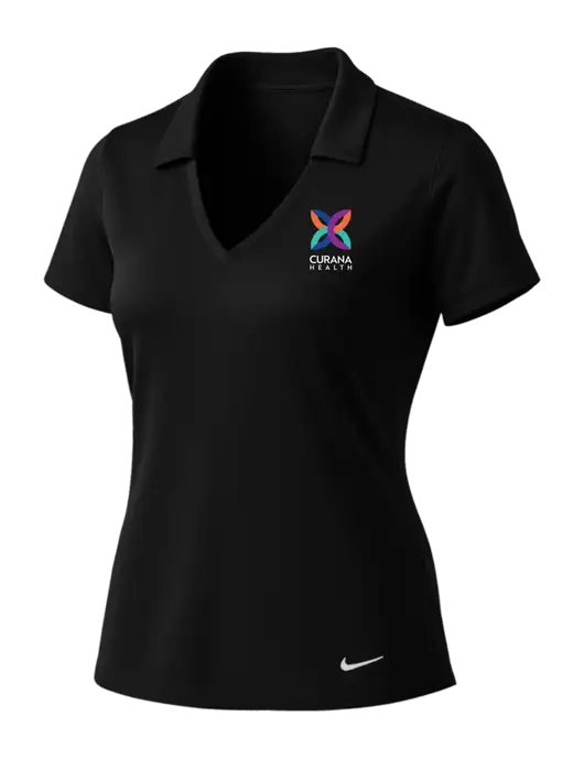NIKE Black Womens Dri-Fit Vertical Mesh Polo w/Curana Health Logo