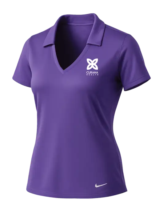 NIKE Purple Womens Dri-Fit Vertical Mesh Polo w/Curana Health Logo
