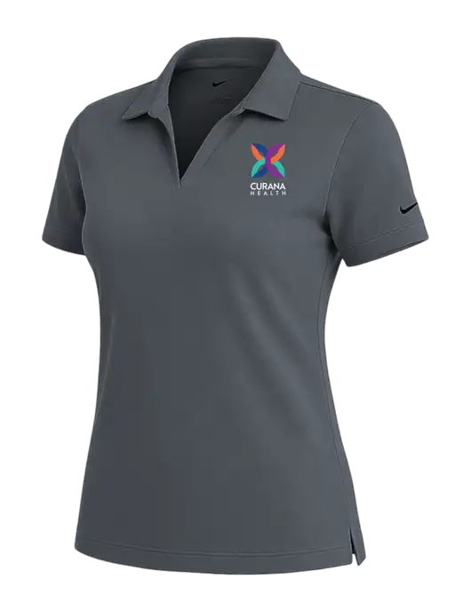 NIKE Dark Grey Womens Dri-Fit Micro Pique Polo w/Curana Health Logo