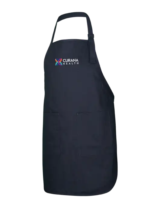 Full-Length Black Apron With Pockets w/Curana Health Logo