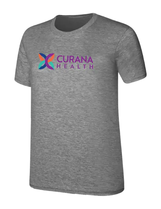 Womens Ring Spun Light Grey Heather 4.5 oz T-Shirt w/Curana Health Logo