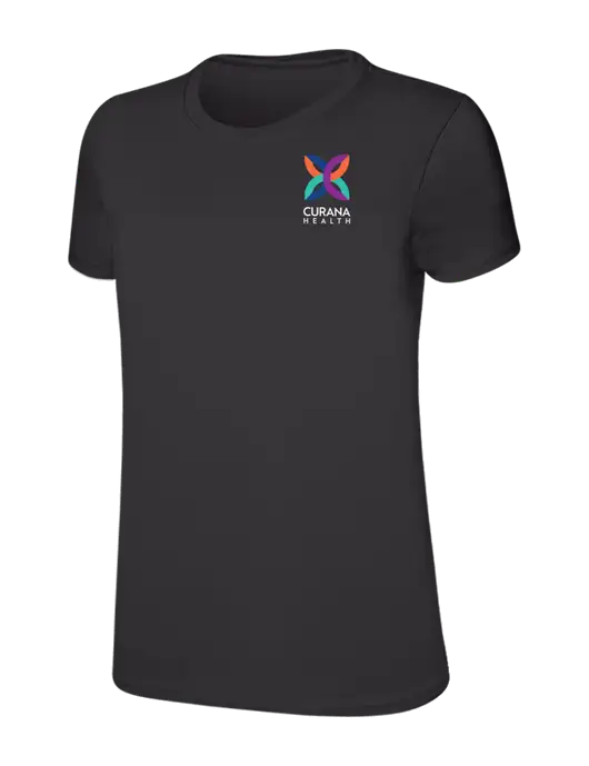 Womens Ring Spun Charcoal 4.5 oz T-Shirt w/Curana Health Logo