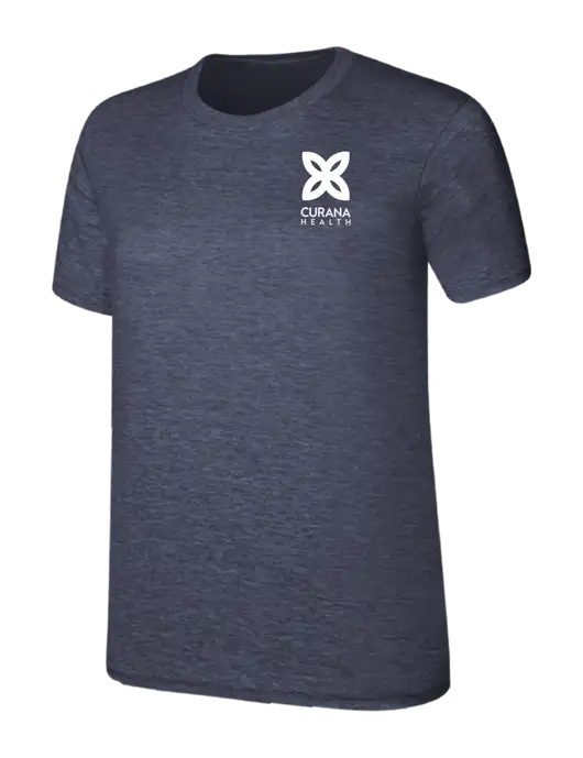 Womens Ring Spun Heather Navy 4.5 oz T-Shirt w/Curana Health Logo