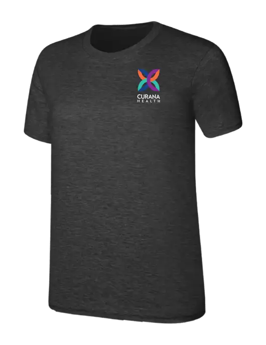 Womens Ring Spun Dark Heather Grey 4.5 oz T-Shirt w/Curana Health Logo