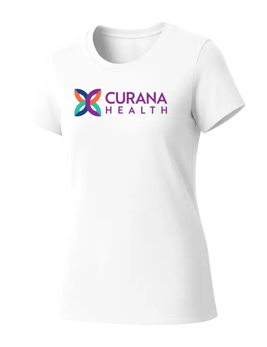 Womens Seriously Soft White T-Shirt w/Curana Health Logo