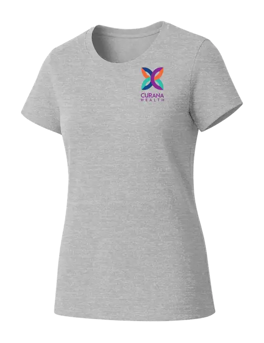 Womens Seriously Soft Light Heathered Grey T-Shirt w/Curana Health Logo