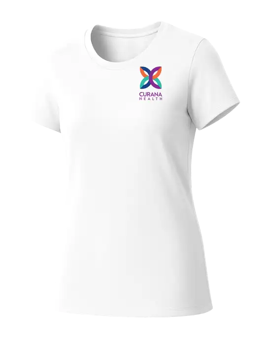 Womens Seriously Soft White T-Shirt w/Curana Health Logo