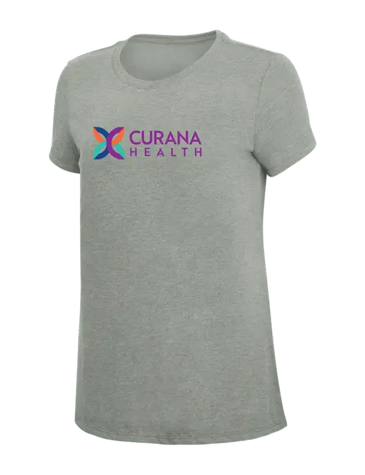 Womens Simply Soft Grey Frost 4.5oz  Poly/Combed Ring Spun Cotton T-Shirt w/Curana Health Logo