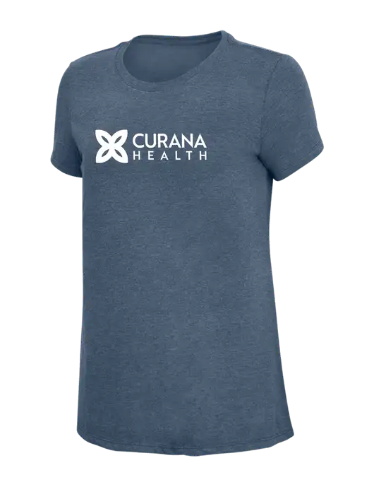 Womens Simply Soft Navy Frost 4.5oz  Poly/Combed Ring Spun Cotton T-Shirt w/Curana Health Logo