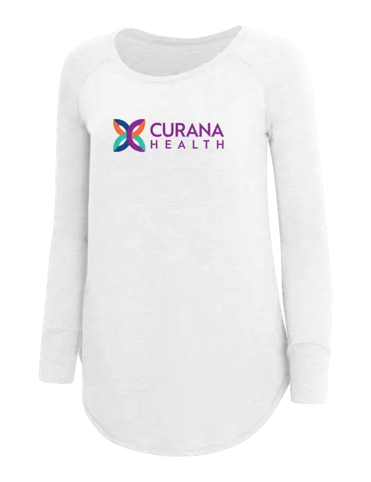 Womens Perfect Wide Collar Tunic Tri-Blend White 4.5 oz T-Shirt w/Curana Health Logo