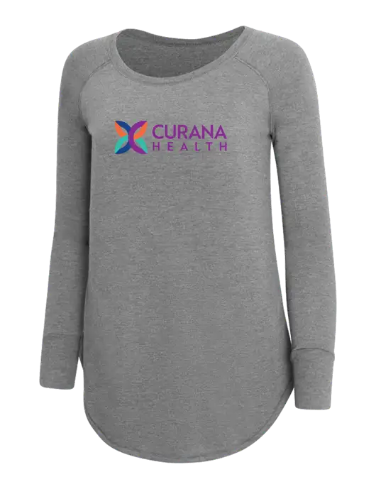 Womens Perfect Wide Collar Tunic Tri-Blend Grey Frost 4.5 oz T-Shirt w/Curana Health Logo