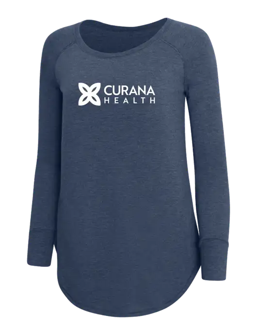 Womens Perfect Wide Collar Tunic Tri-Blend Navy Frost 4.5 oz T-Shirt w/Curana Health Logo