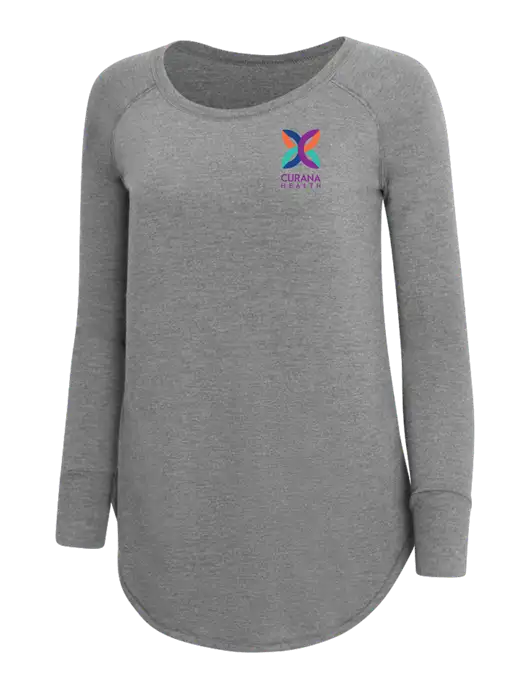 Womens Perfect Wide Collar Tunic Tri-Blend Grey Frost 4.5 oz T-Shirt w/Curana Health Logo
