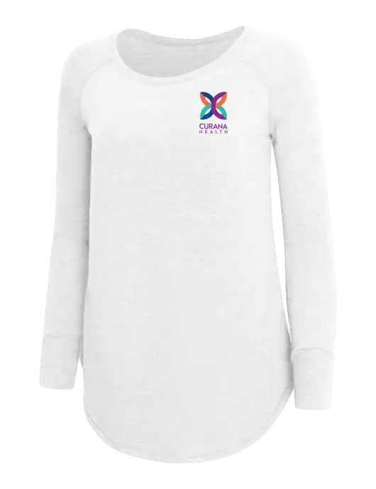 Womens Perfect Wide Collar Tunic Tri-Blend White 4.5 oz T-Shirt w/Curana Health Logo